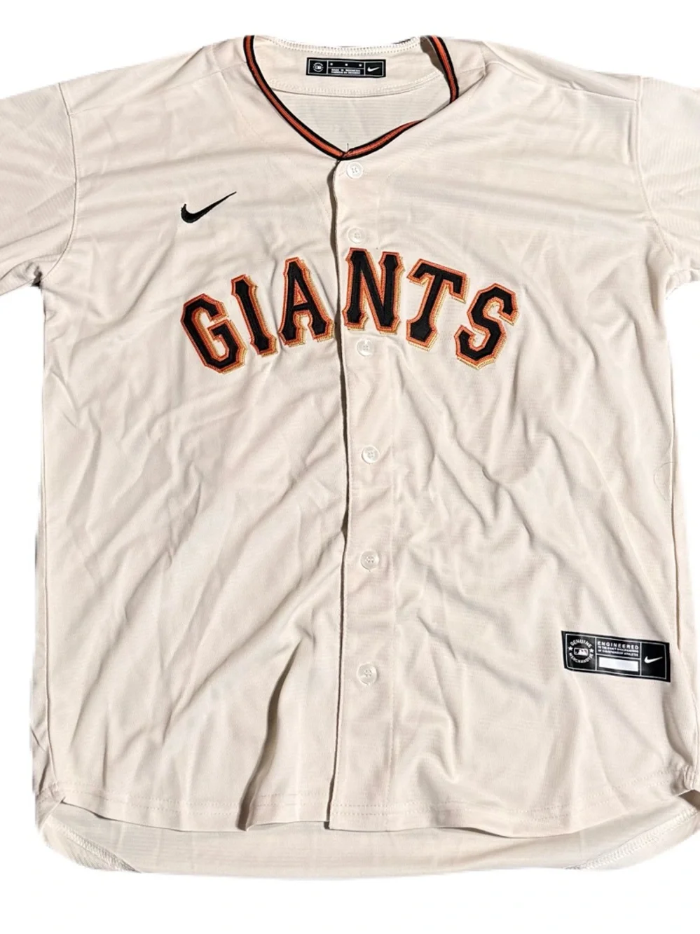 Nike Cream and Black SF Giants Button-Up Jersey